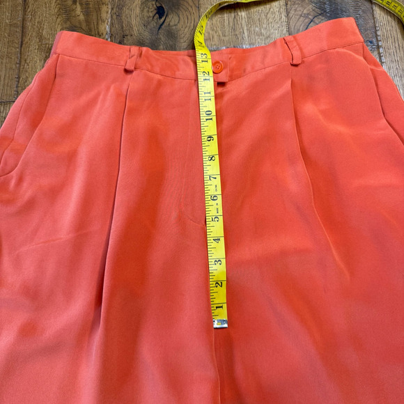 Due per Due 100% Silk 3 Pc Jacket Blouse Pants Set Womens Sz 14-16 Orange Coral - Picture 5 of 16
